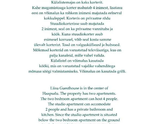 Liisu Kulalistemaja Haapsalu